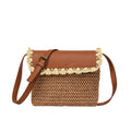 Sarah Express Straw Woven Beach Crossbody Bag Brown