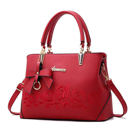 Sarah Express Women's Vegan Leather Crossbody Bag - Adjustable Strap Shoulder Handbag Red