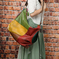 Sarah Express Colorblock Patchwork Leather Travel Bag Picture color