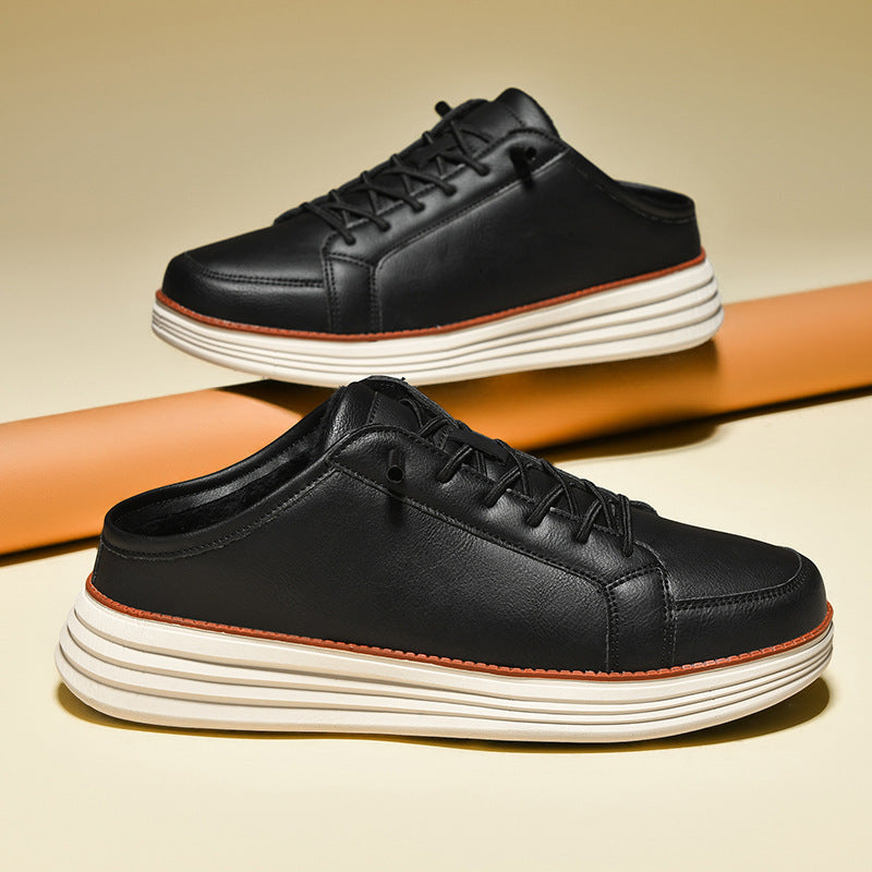 Sarah Express Men's Thermal Fleece-Lined Casual Platform Sneakers Black