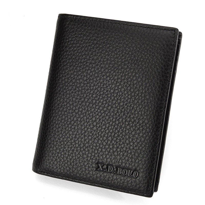 Sarah Express Men's Cowhide Leather Short Wallet Vertical black
