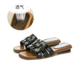 Sarah Express Woven Chunky Heel Slide Sandals Black