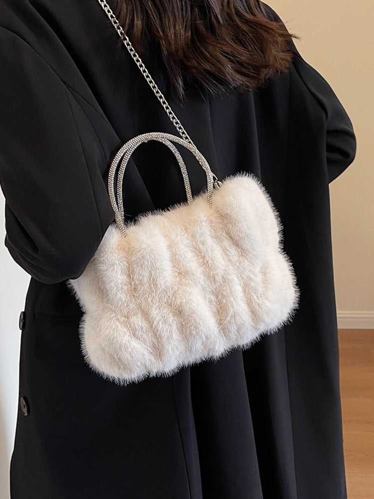 Sarah Express Cloud-Shaped Plush Mini Handbag White