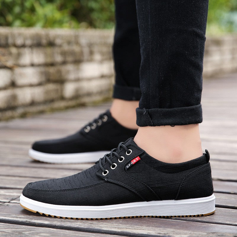 Sarah Express Men's Breathable Canvas Lace-Up Flats