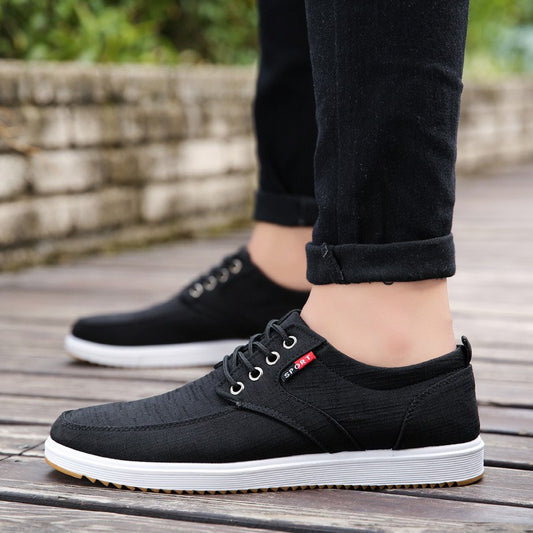 Sarah Express Men's Lace-up Canvas Shoes Casual Men Breathable Walking Flats Shoes