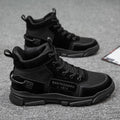 Sarah Express Men's Lace-Up Canvas Platform Ankle Boots Black