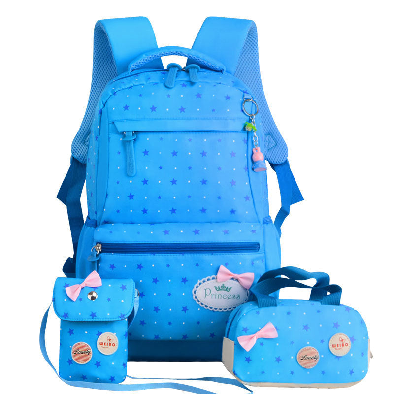 Sarah Express Star Print Three Piece School Backpack Set Blue
