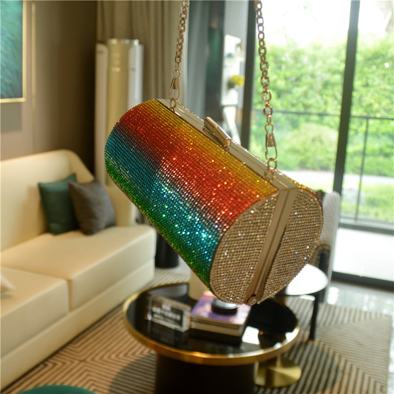 Sarah Express Rainbow Gradient Rhinestone Evening Clutch Bag