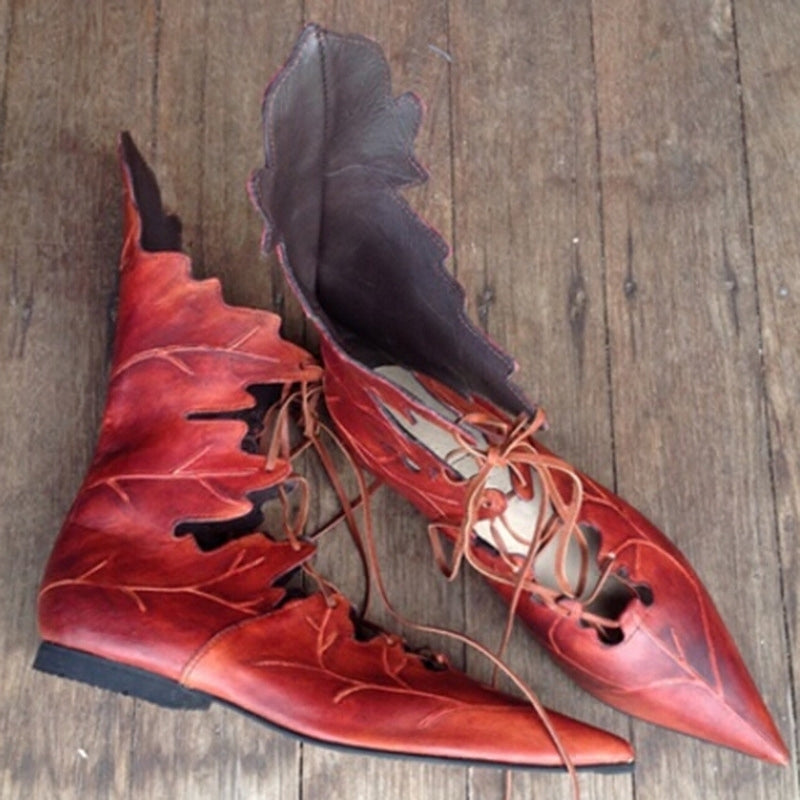 Sarah Express Leaf Pattern Lace Up Ankle Boots