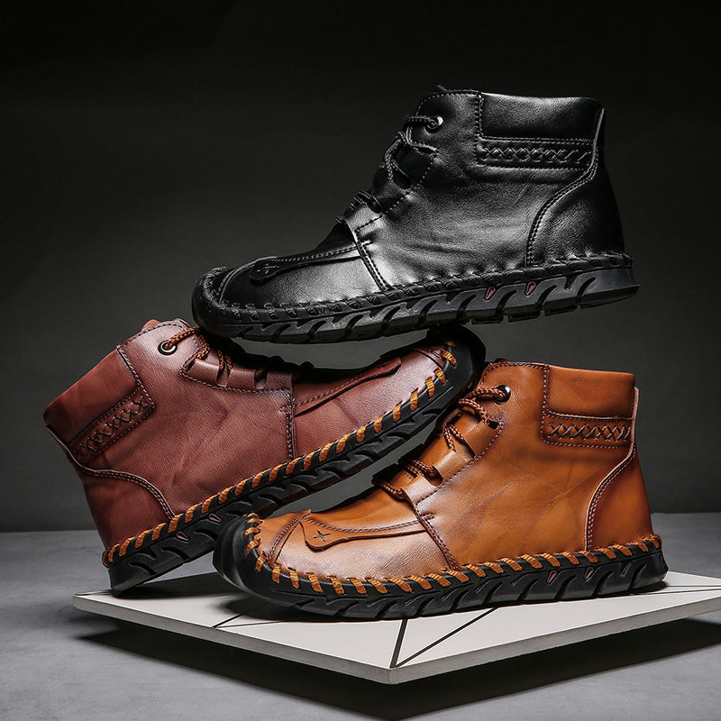 Sarah Express Men's Casual Leather Martin Boots