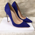 Sarah Express Pointed Toe Suede Stiletto Heels Blue
