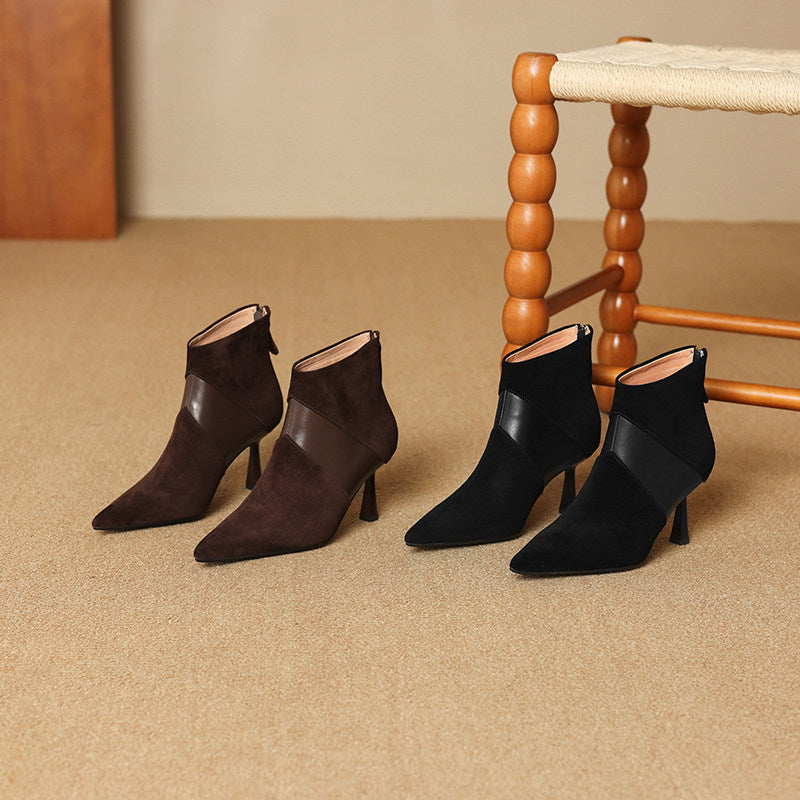 Sarah Express Spliced Suede Stiletto Ankle Boots