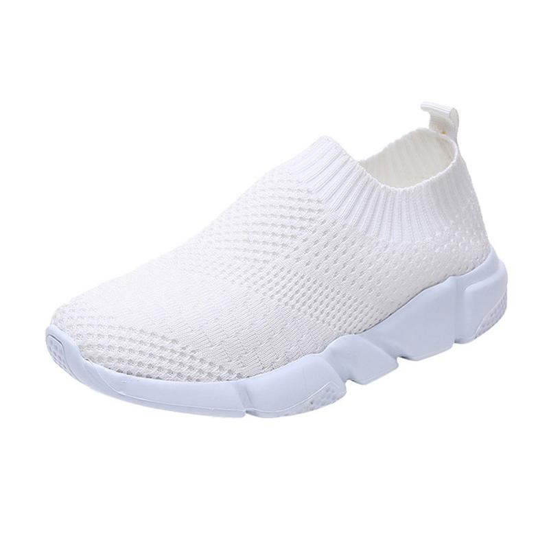 Sarah Express Unisex Breathable Knit Mesh Running Sneakers White