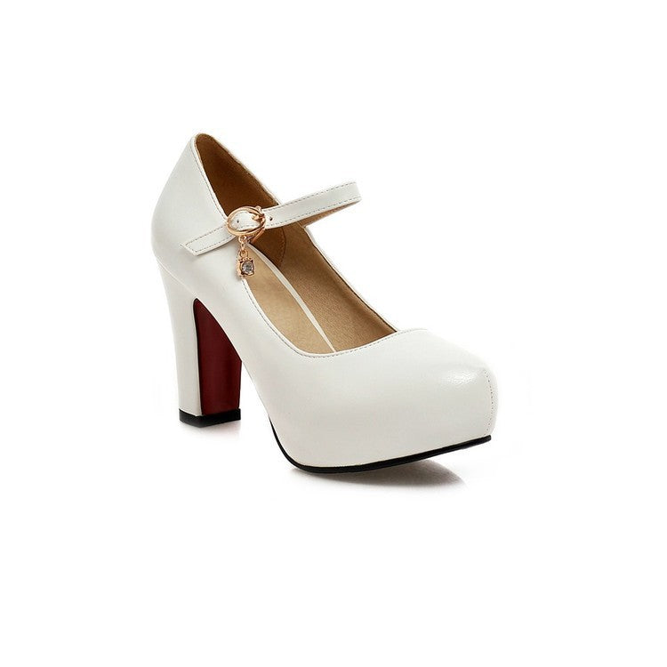 Sarah Express Chunky Platform Round Toe Dress Pumps White