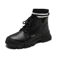 Sarah Express Women's Casual Lace-Up Martin Boots Black