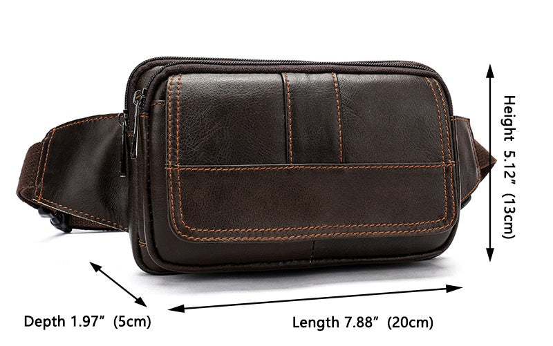 Sarah Express Leather Belt Bag with Zipper Pockets