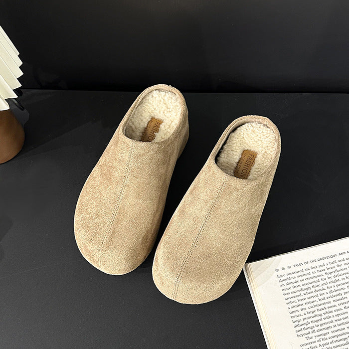 Sarah Express Suede Platform Mule Slippers Khaki