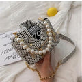 Sarah Express Polka Dot Messenger Bag With Pearl Handle White