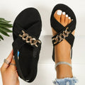 Sarah Express Chain Detail Elasticated Flat Sandals Black
