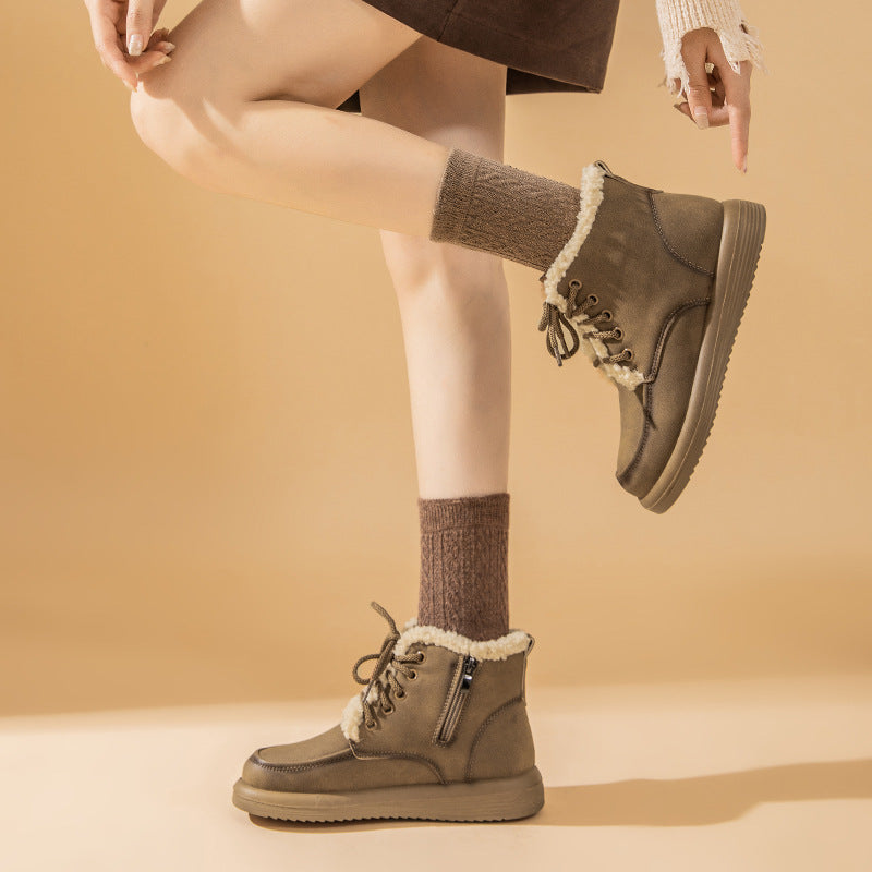 Sarah Express Plush Lace-Up Winter Ankle Boots