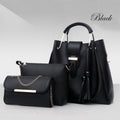Sarah Express Three Piece Structured Handbag Set Black