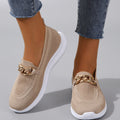 Sarah Express Flyknit Chain Detail Flat Sneakers Apricot