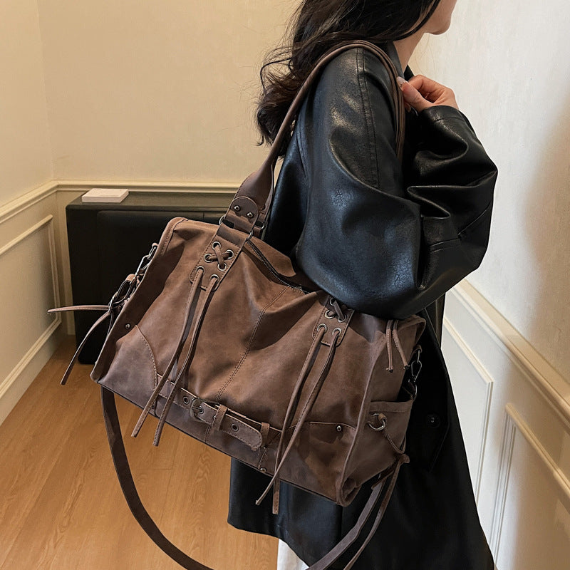 Sarah Express Korean Vintage PU Leather Tote Shoulder Bag
