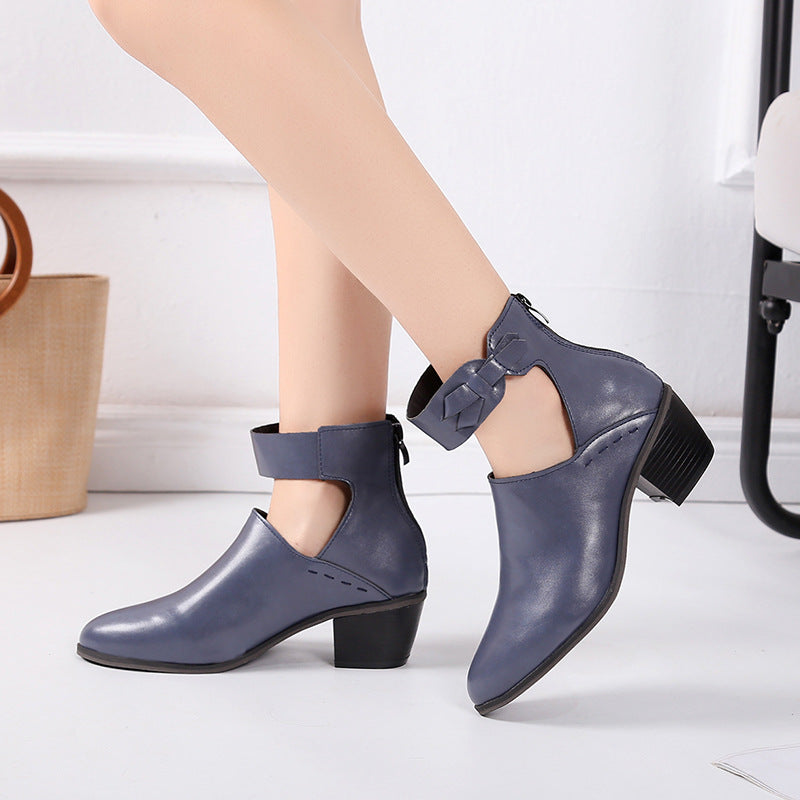 Sarah Express Vintage Ankle Boots with Bow Detail Gray