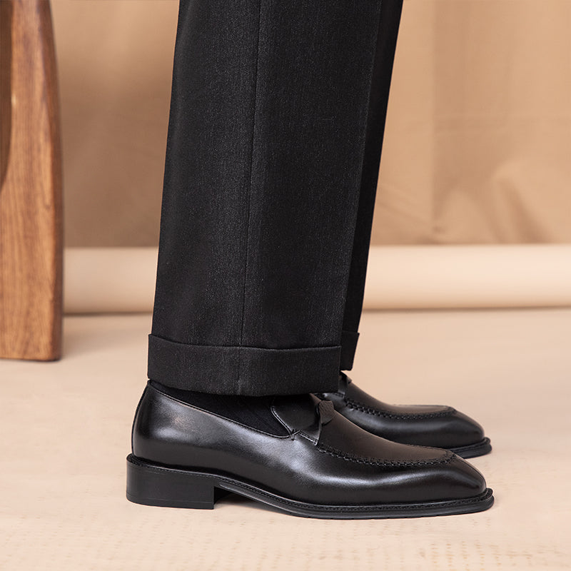 Sarah Express Men's Square Toe Leather Loafers