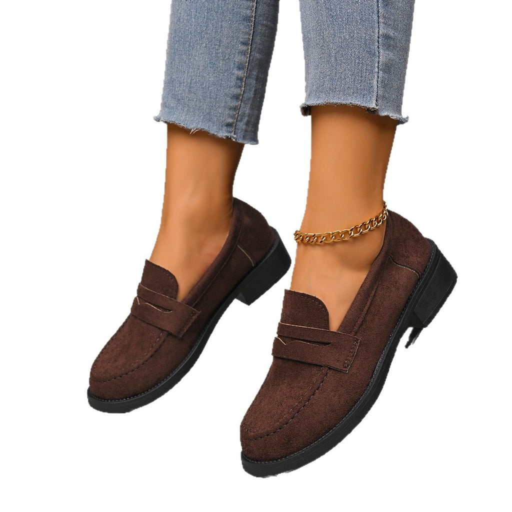 Sarah Express Women's Vintage British Style Suede Loafers