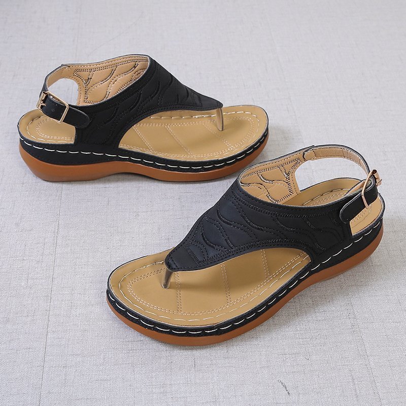 Sarah Express Casual Wedge Heel Buckle Strap Sandals