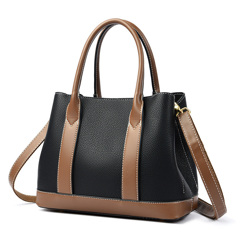Sarah Express Contrast Color Structured Shoulder Crossbody Bag Black