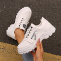 Sarah Express Women's Lace-Up Sneakers with Side Zipper White