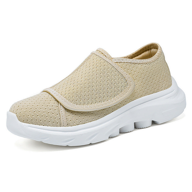 Sarah Express Women's Velcro Slip-On Casual Flats Beige