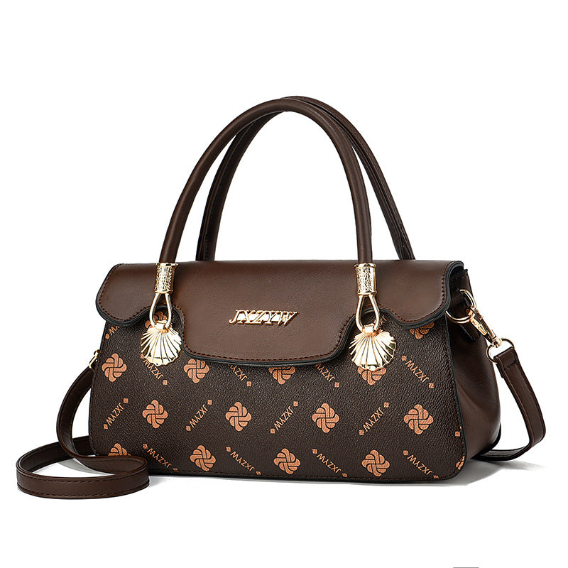 Sarah Express Vintage Letter Printed Structured Casual Handbag