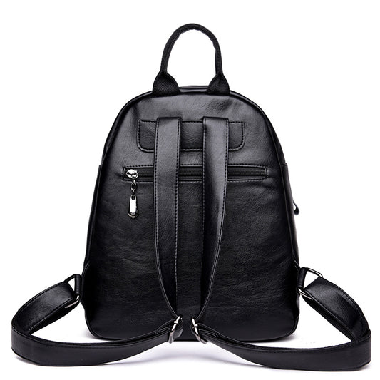 Sarah Express Women's Korean Fashion PU Leather Backpack | Casual Travel Daypack with Multiple Compartments