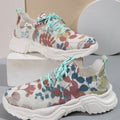 Sarah Express Floral Print Knit Low Top Sneakers Wine Red