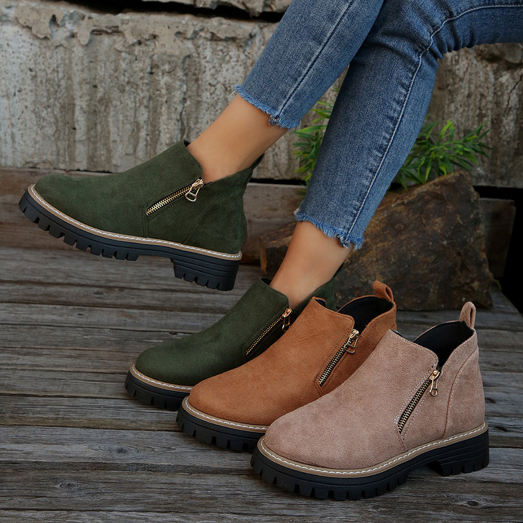 Sarah Express Suede Ankle Boots With Side Zipper