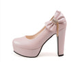 Sarah Express Bow Detail Platform High Heel Pumps Pink