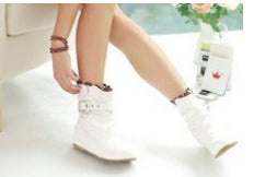 Sarah Express Unisex 's Slip-On Hidden Heel Ankle Boots White