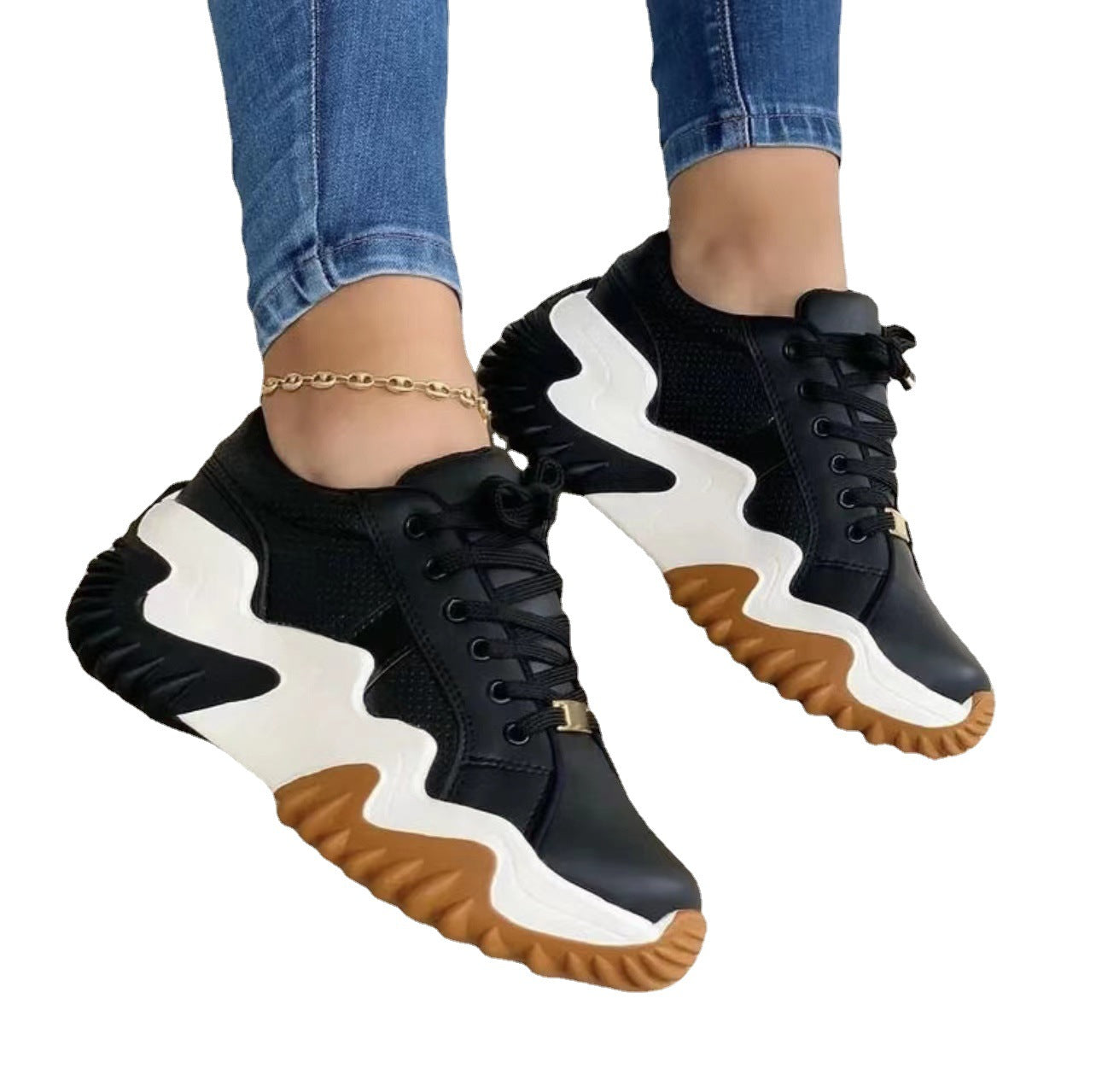 Women's Lace-Up Platform Chunky Sneakers – lace-up detail alternate view