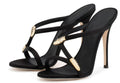 Sarah Express Stiletto Sandals with Snake Detail Black