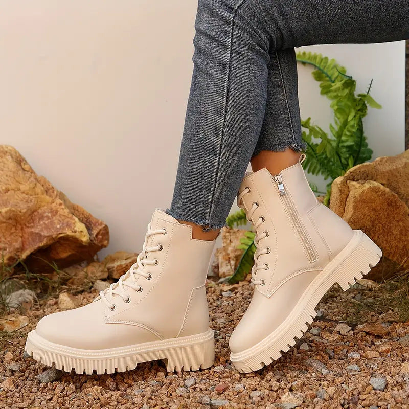 Sarah Express Women's Chunky Heel Motorcycle Ankle Boots