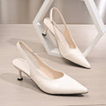 Sarah Express Pointed Toe Stiletto Slingback Sandals Beige