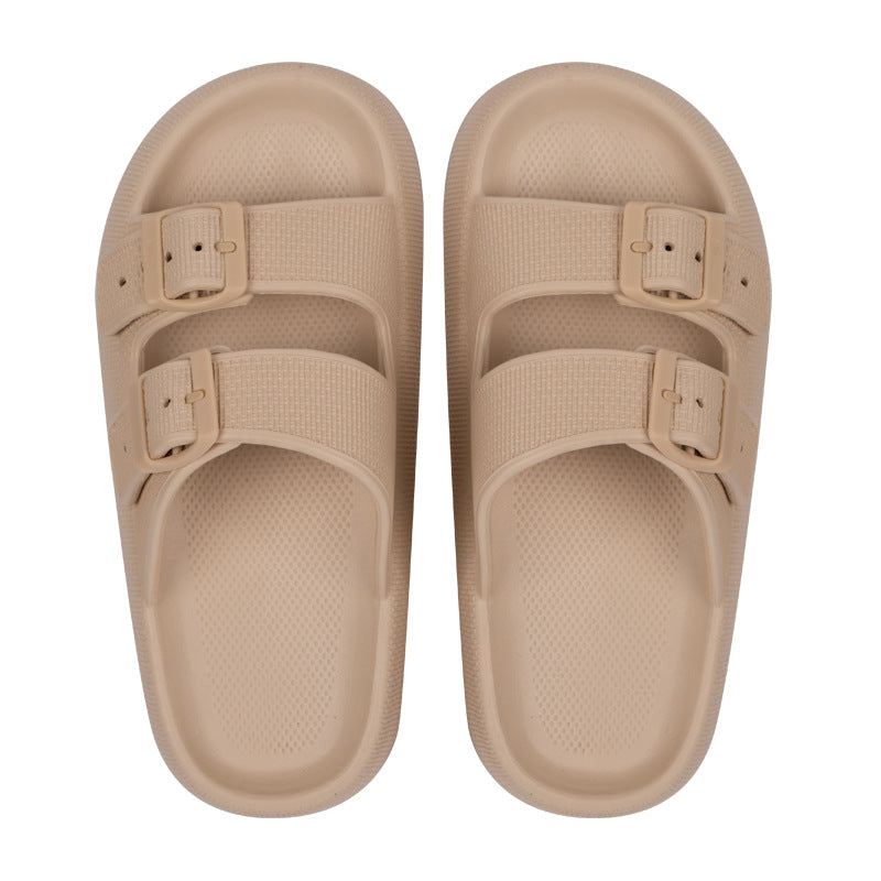 Sarah Express Thick-Soled EVA Double Buckle Sandals Khaki