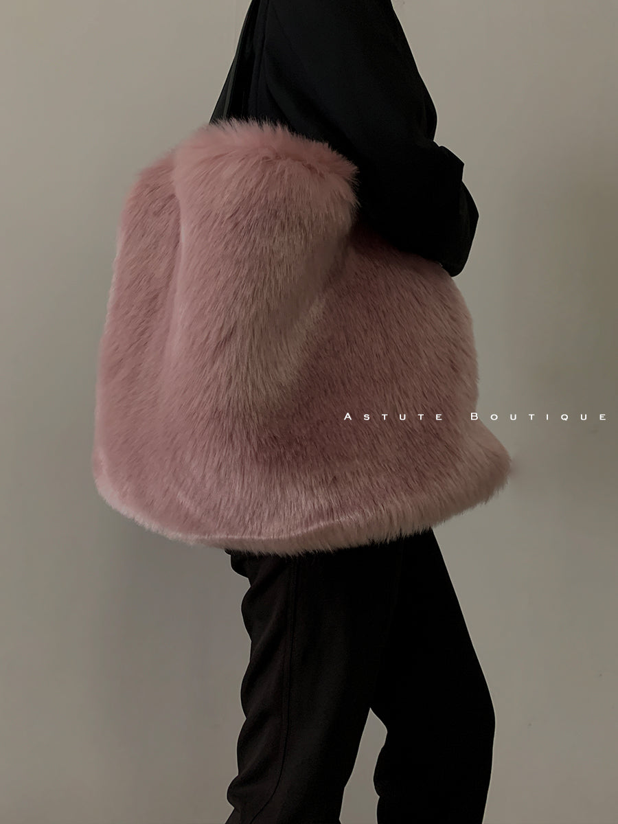 Sarah Express Plush Faux Fur Shoulder Bag