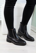 Sarah Express Women's Studded Detail Casual Ankle Boots Black
