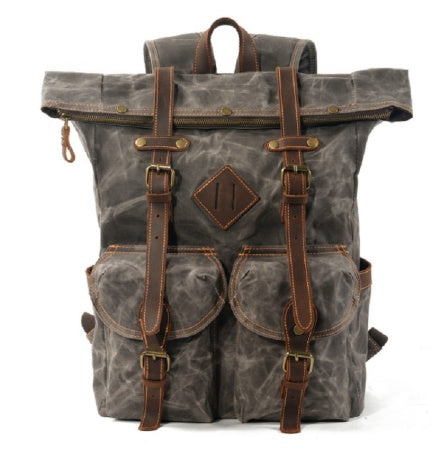 Sarah Express Vintage Oil Wax Canvas Men's Backpack Dark green