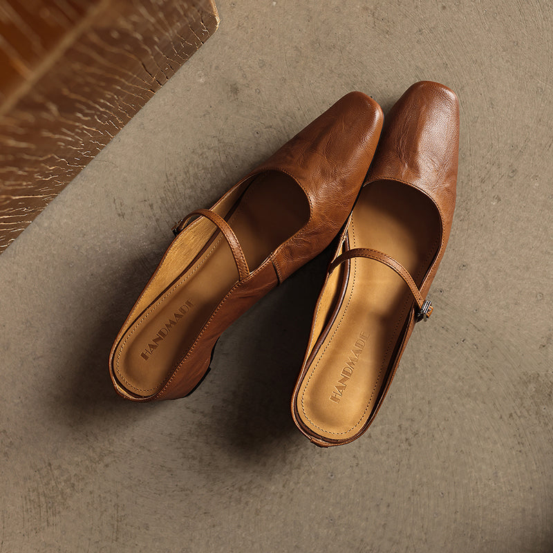 Sheepskin Mary Jane Block Heel Mules – heel profile alternate view 8