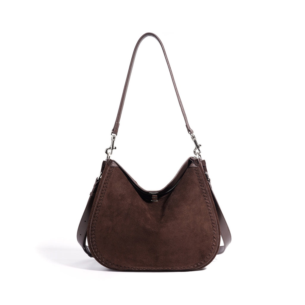 Sarah Express Genuine Suede Leather Cylindrical Crossbody Bag